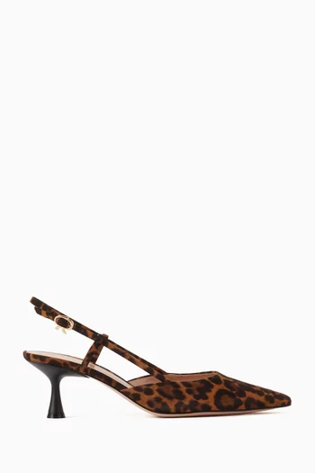 Ascent 55 Slingback Pumps in Leopard-printed Leather