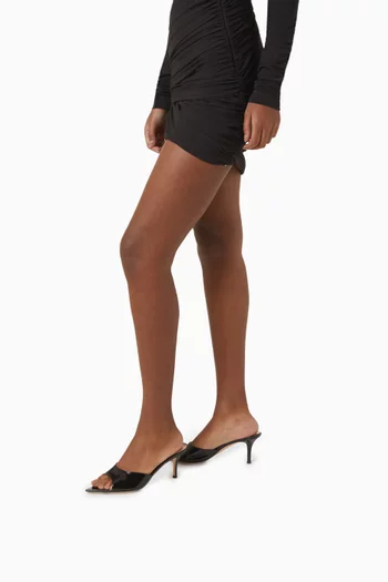 حذاء إيل مفتوح من الخلف بكعب 70 مم جلد لامع