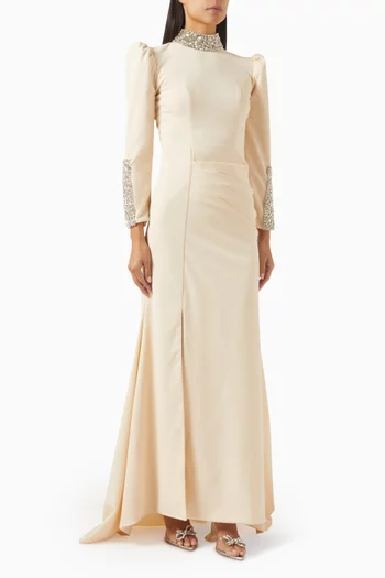 Embellished Slit Gown