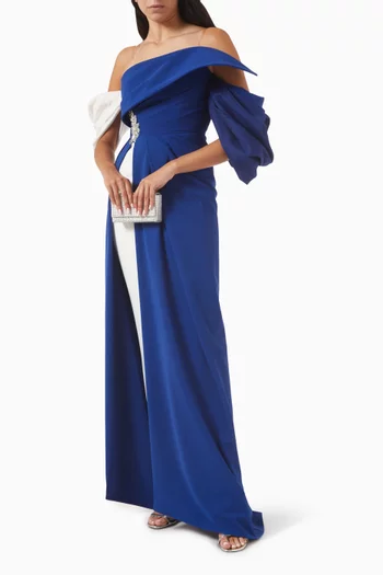 Off-shoulder Bead-embellished Gown