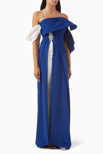 Off-shoulder Bead-embellished Gown