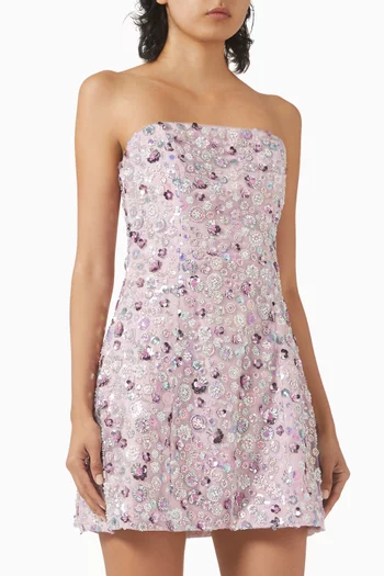 Aurora Embellished Mini Dress in Mesh