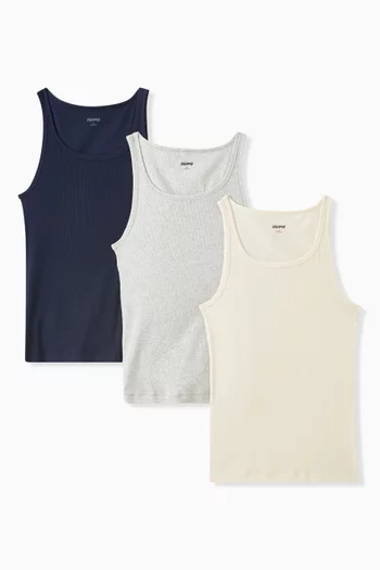 Cotton Rib Tank Top, Set of 3