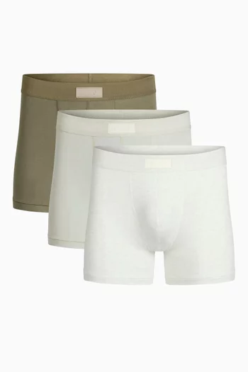 طقم بوكسر بحياكة داخلية 3 بوصات قطن، 3 قطع