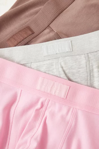 طقم بوكسر بحياكة داخلية 3 بوصات قطن، 3 قطع