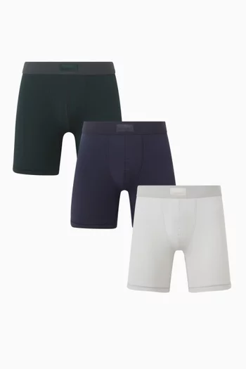 طقم بوكسر بحياكة داخلية 3 بوصات قطن، 3 قطع