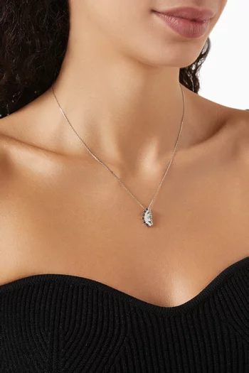 قلادة يا عين نجلاء بدلاية مرصعة بأحجار متنوعة ذهب أبيض عيار 18