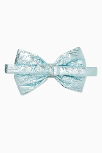 Frankie Bow Belt in Crinkle Metallic Fabric