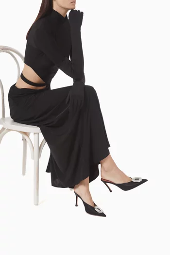 Camelia 90 Crystal Mules in Satin