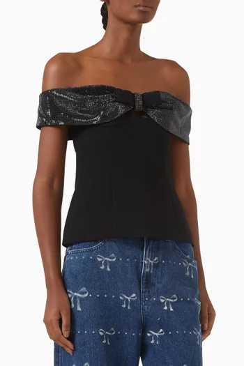 Off-shoulder Bow Top in Crepe