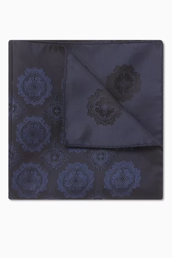 Medallion-printed Pocket Square in Silk