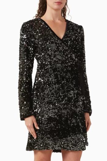 Yaselle Sequinned Wrap Mini Dress