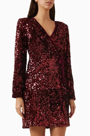Yaselle Sequinned Wrap Mini Dress