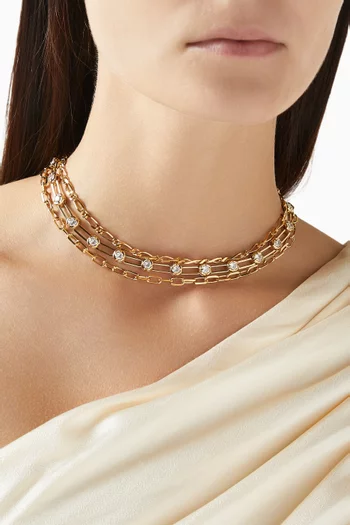 Amber Crystal Necklace in 18kt Gold-plating