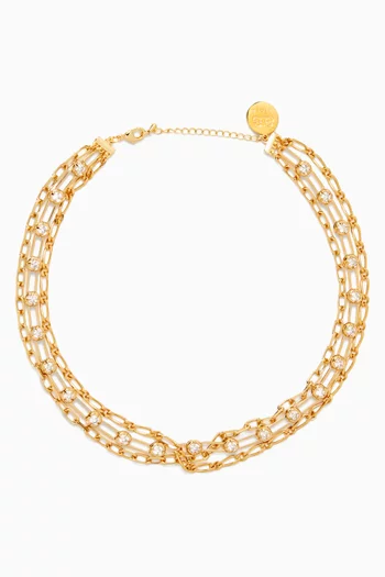 Amber Crystal Necklace in 18kt Gold-plating