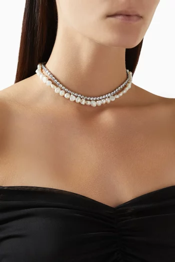 Alexis Freshwater Pearl Tennis Choker in Sterling Silver