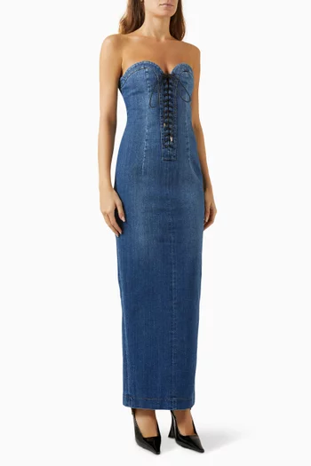 Lace-front Gown in Denim