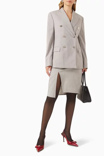 Slit Midi Pencil Skirt in Wool-blend