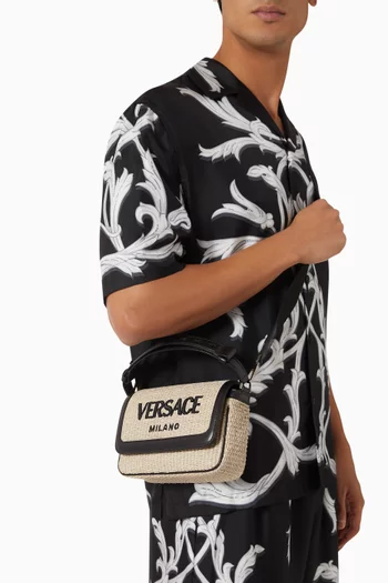 Milano Crossbody Bag in Raffia & Calf Leather