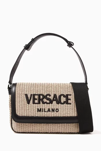 Milano Crossbody Bag in Raffia & Calf Leather