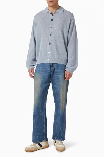 Evening Polo Cardigan in Alpaca-wool Knit