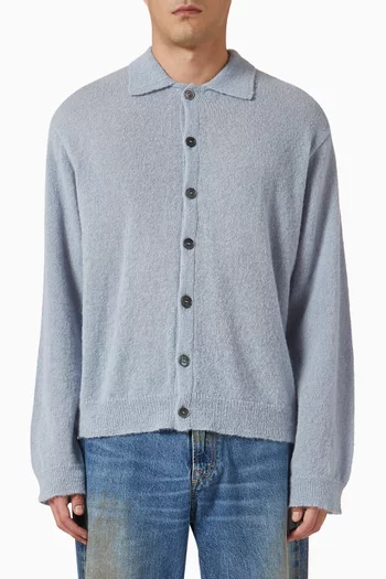 Evening Polo Cardigan in Alpaca-wool Knit