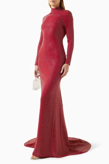 فستان سهرة فيفيان مطرز بالكريستال