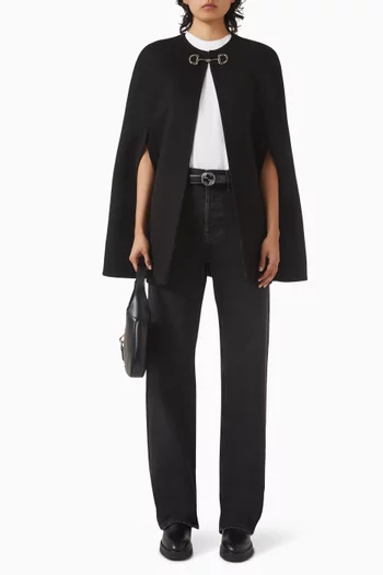 Horsebit Cape in Wool-cashmere