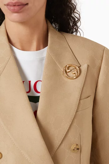 بروش بلوندي مرصع بالكريستال معدن