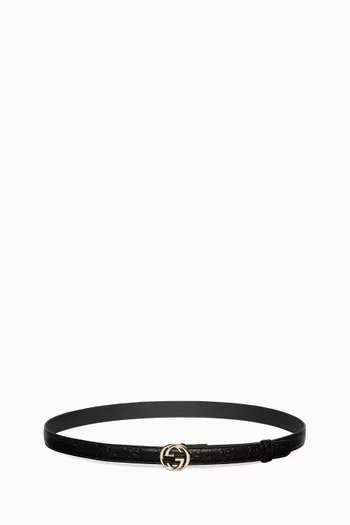 Interlocking G Buckle Belt in Embossed Leather