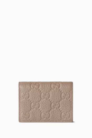GG Emblem Mini Wallet in Grainy Leather