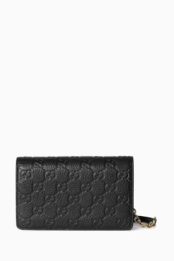 GG Emblem Super Mini Shoulder Bag in Leather