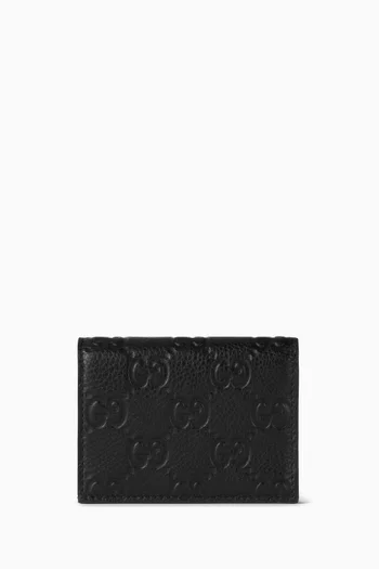 GG Emblem Mini Wallet in Embossed Leather