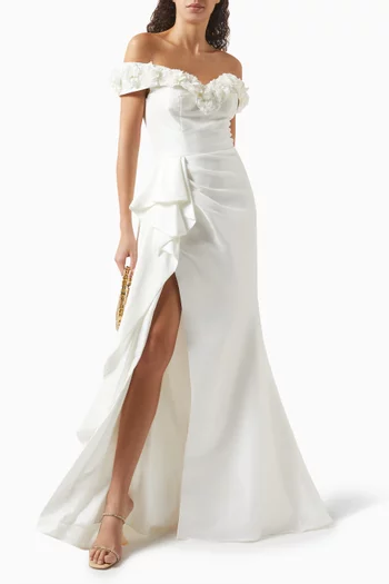 Off-shoulder Draped Gown