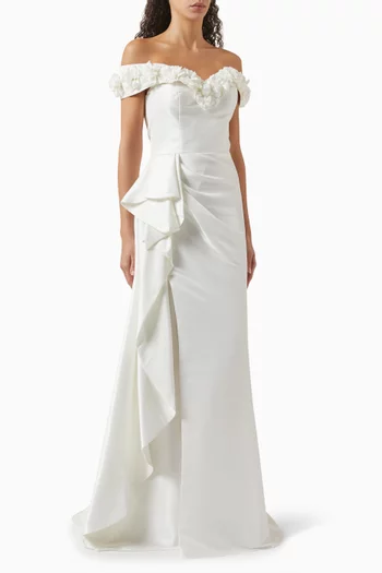 Off-shoulder Draped Gown