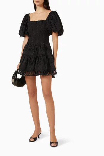 Eleonora Embroidered Mini Dress in Cotton