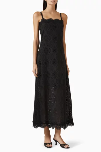 Thalia Embroidered Maxi Dress in Cotton
