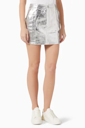 Metal Mini Skirt in Rigid Cotton