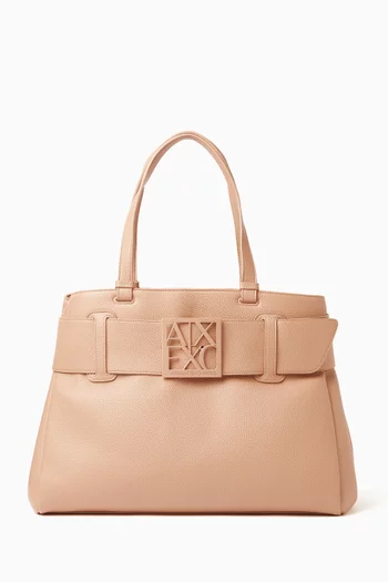 حقيبة كتف كبيرة بشعار ASV جلد صناعي