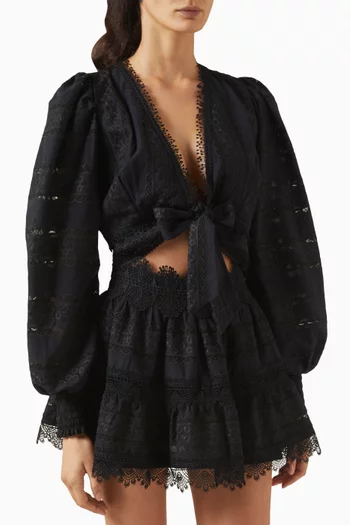 Zima Tie-up Crop Top in Cotton Blend