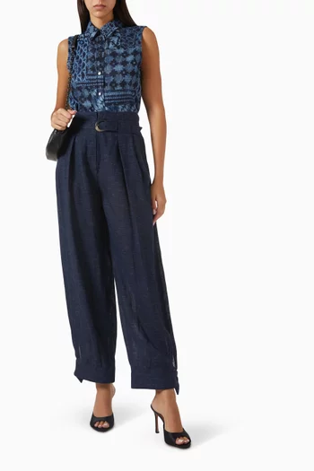 Printed Top in Denim