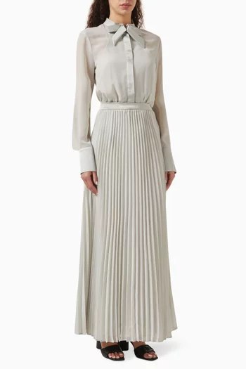 Pleated Maxi Dress in Georgette