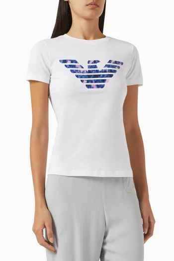 Eagle Pattern T-shirt in Stretch Jersey