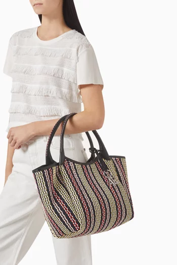 Shopping Tote Bag in Interwoven Faux Leather