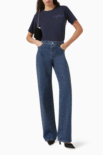 Strass-embellished Jeans in Denim