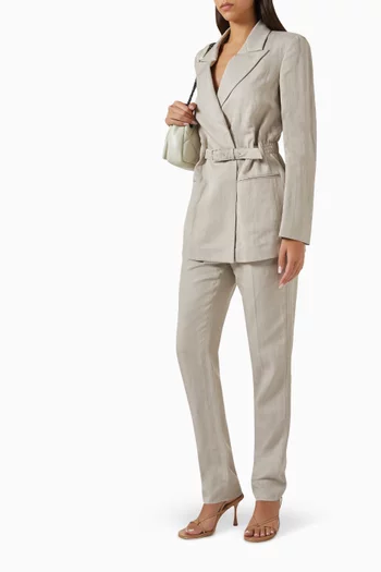 Belted Blazer in Linen-blend