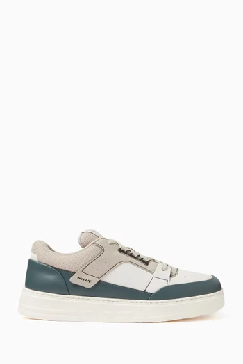 Colour-block Logo Sneakers in Leather
