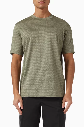 Micro EA Logo T-shirt in Cotton Jacquard