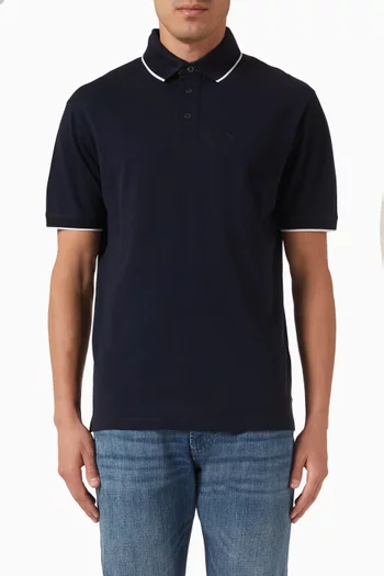 Embroidered-eagle Logo Polo Shirt in Pique-knit