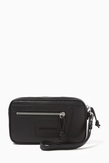 Logo Toiletry Bag in Calf Leather